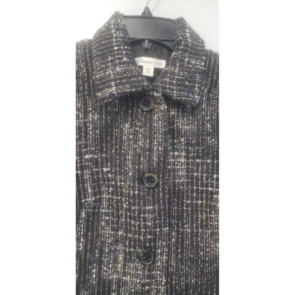 Coldwater Creek Jacket Boucle Fabric Textured Black Tan Blazer Womens NWT
